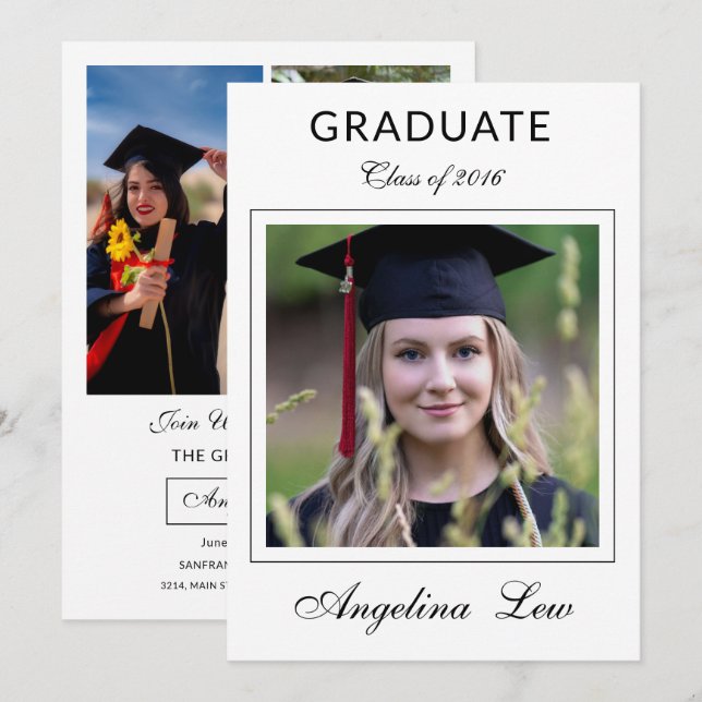 Anúncio Graduation Announcement Card Template (Frente/Verso)