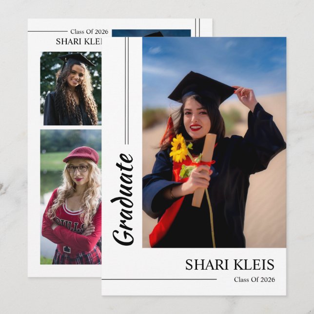 Anúncio Graduation Announcement Card Template (Frente/Verso)