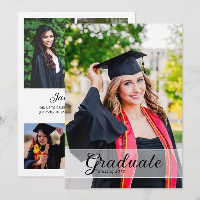 Anúncio Graduation Announcement Card Template (Frente/Verso)