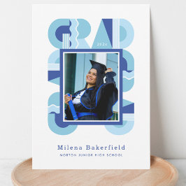 Anúncio Graduation announcement class of 2026 blue white