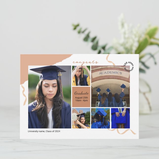 Anúncio Graduation Announcement Photo Collage Template (Em pé/Frente)