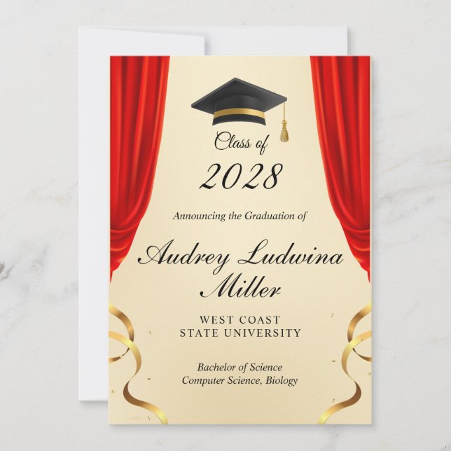 Anúncio Graduation Announcements No Photo (Frente)