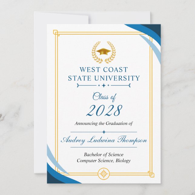 Anúncio Graduation Announcements Without Photo (Frente)