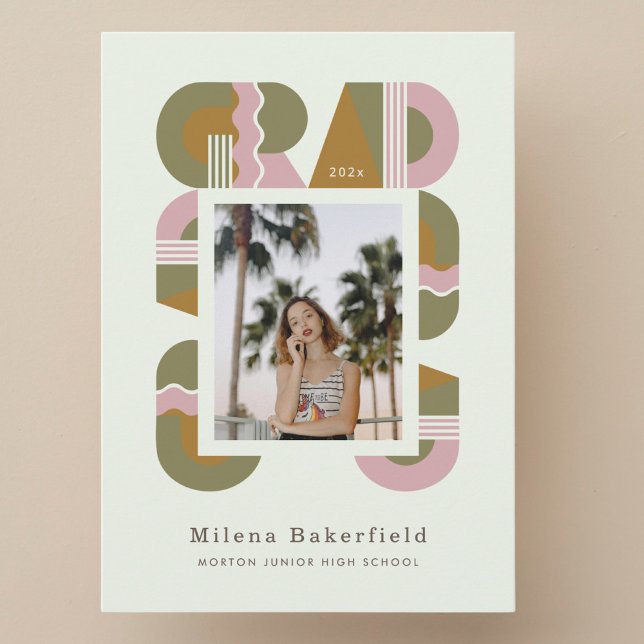 Anúncio Graduation photo announcement card 2026 retro (Criador carregado)