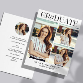 Anúncio Graduation Photo Announcement Modern Collage