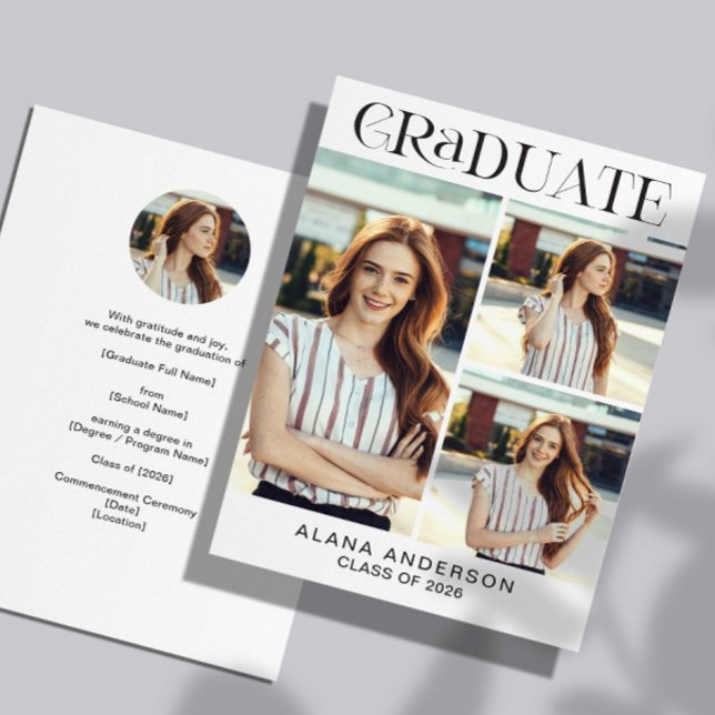 Anúncio Graduation Photo Announcement Modern Collage (Criador carregado)