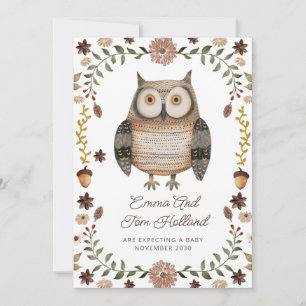 Anúncio Gravidez Cute Watercolor Owl