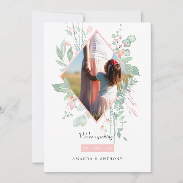 Anúncio Gravidez de Foto Cinza e Verde (Frente)