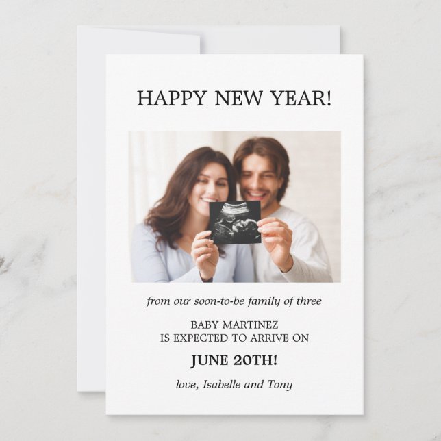 Anúncio Gravidez de Foto do feliz ano novo (Frente)