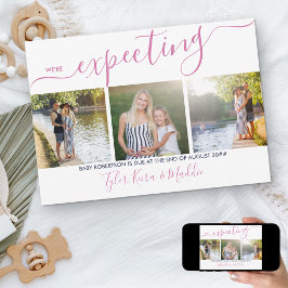 Anúncio Gravidez de Foto Rosa Quadrada do Elegant Script 3