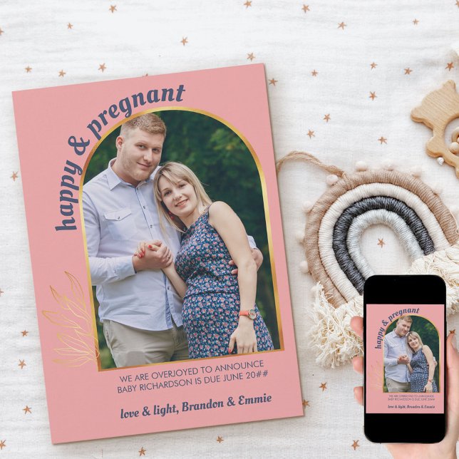 Anúncio Gravidez Dourada de Foto Feliz e Grávida (Criador carregado)