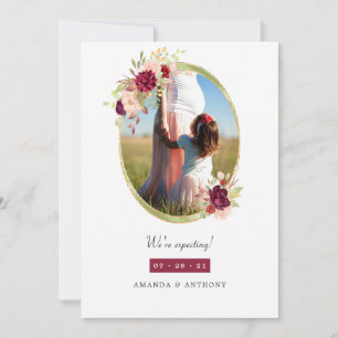 Anúncio Gravidez Geométrica Borgonha e Blush