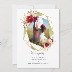 Anúncio Gravidez Geométrica Borgonha e Blush