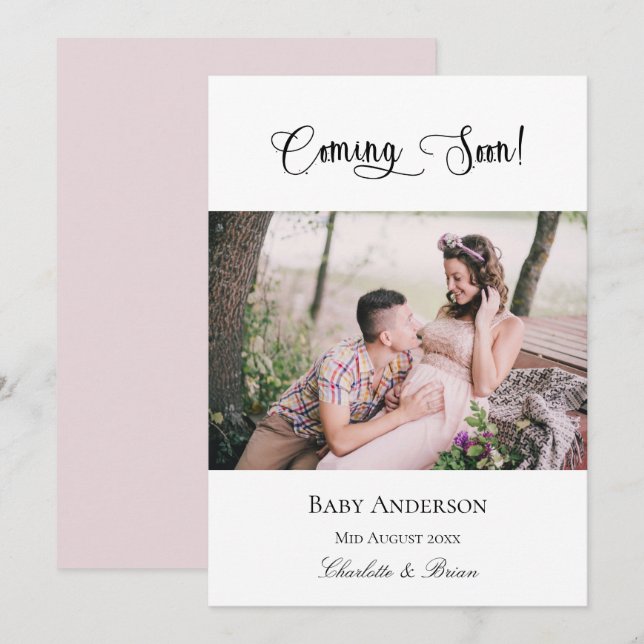 Anúncio Gravidez que vem logo grávida foto de bebê rosa (Frente/Verso)