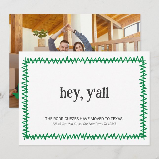 Anúncio Green Hey Y'all - Mudou para o Texas (Frente/Verso)
