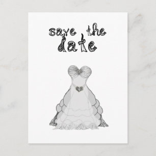 Anúncio guardar cartão postal do vestido de casamento com