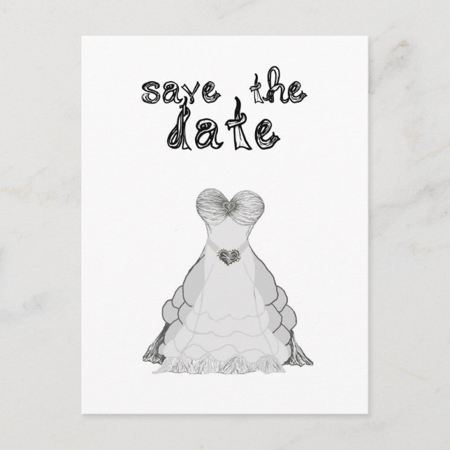 Anúncio guardar cartão postal do vestido de casamento com  (Frente)