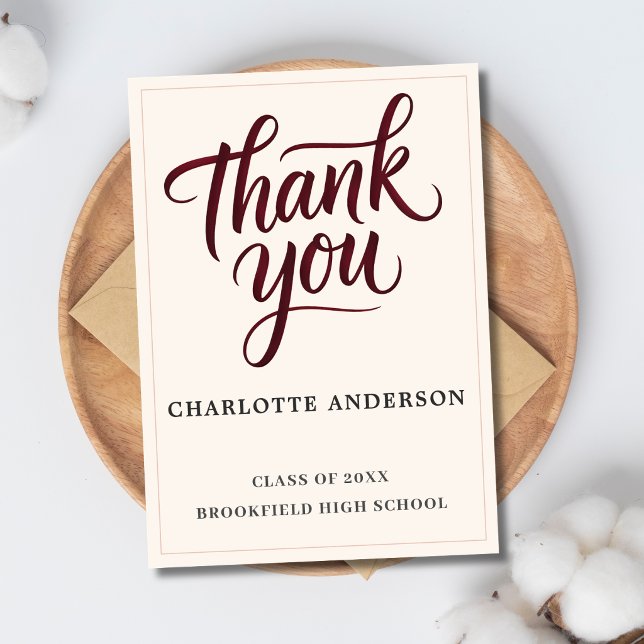 Anúncio Heartfelt Script Graduation Thank You Card (Criador carregado)
