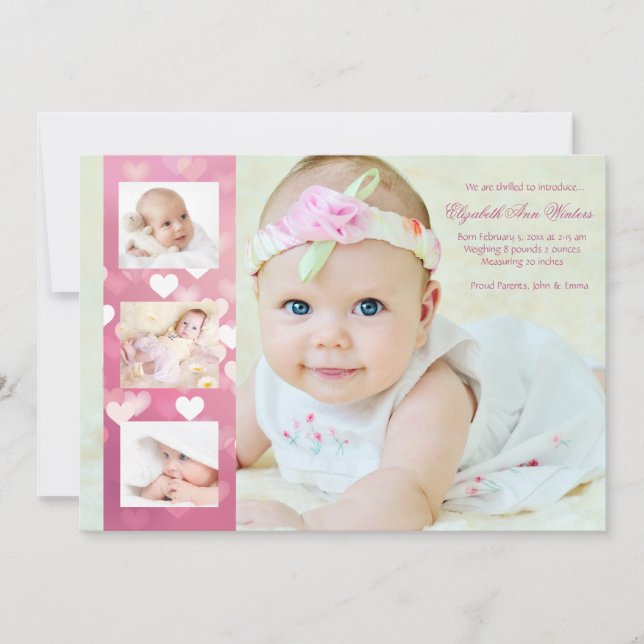 Anúncio Hearts-A-Plenty - Photo Birth Announement (Anúncio (Frente)