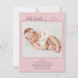 Anúncio Hello, World Baby Announcement Card