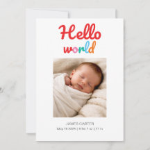 Hello World Thank You Birth Announcement