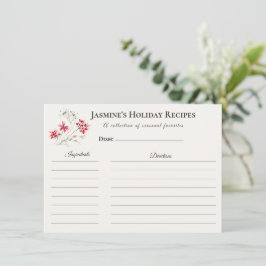 Anúncio Holiday Recipe Card – Personalized Winter Floral D