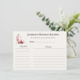 Anúncio Holiday Recipe Card – Personalized Winter Floral D