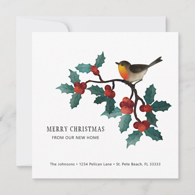 Anúncio Holly Sprigs e Berries no Natal, mudando para casa (Frente)