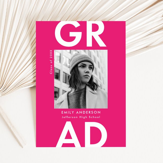 Anúncio Hot Pink | Bold Grad Photo Graduation (Criador carregado)