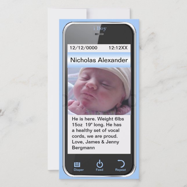 Anúncio i Boy Modern Birth Announce (Frente)