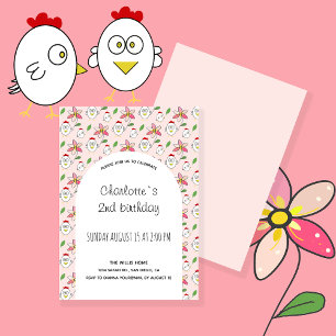 Anúncio Ilustração de Frango Fofo em Rosa