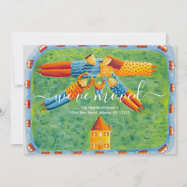 Anúncio Ilustração Familiar Mudámos para Nova Casa (Frente)