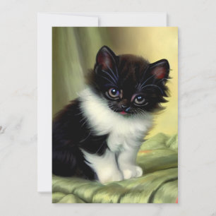 Anúncio Ilustração Vintage Tuxedo Kitten