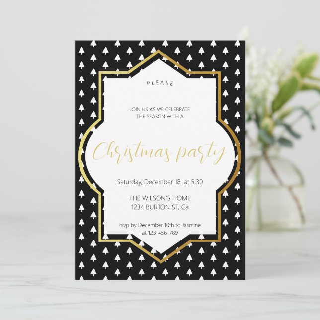 Anúncio Inverno Branco sobre Festa de Natal Dourada e Pret (Em pé/Frente)