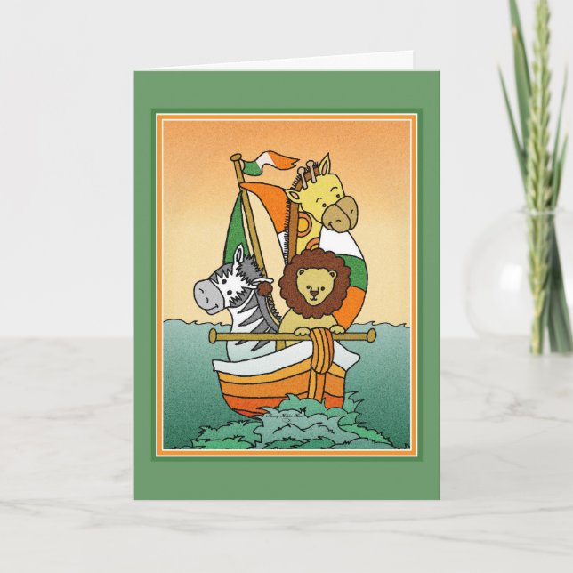 Anúncio Irish Birth Announcement Animal Voyage Template (Frente)
