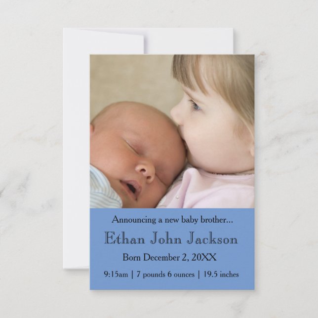 Anúncio Irmã 3x5 Anunciando Azul de Nascimento do Irmão (Frente)