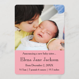 Anúncio irmão 3x5 que anuncia o rosa do nascimento da irmã