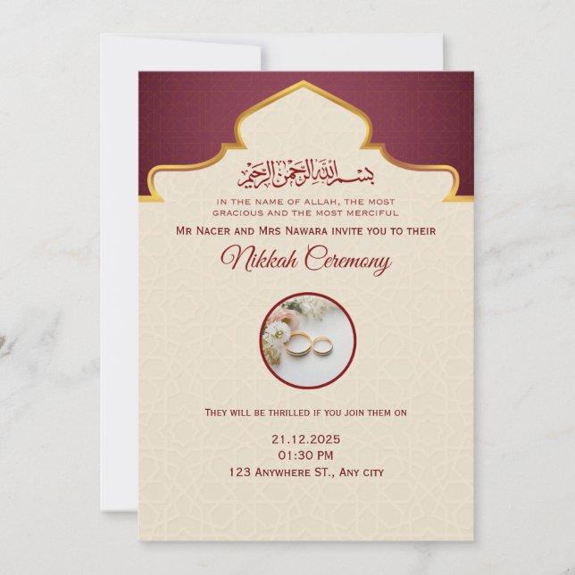 Anúncio Islamic wedding invitation (Frente)