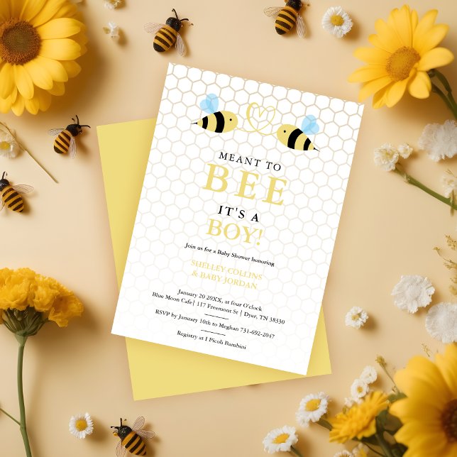 Anúncio It's a Boy Meant To Bee Quote Funny 2 Bees In Love (It's a Boy Meant To Bee Quote Funny 2 Bees In Love Announcement Card)