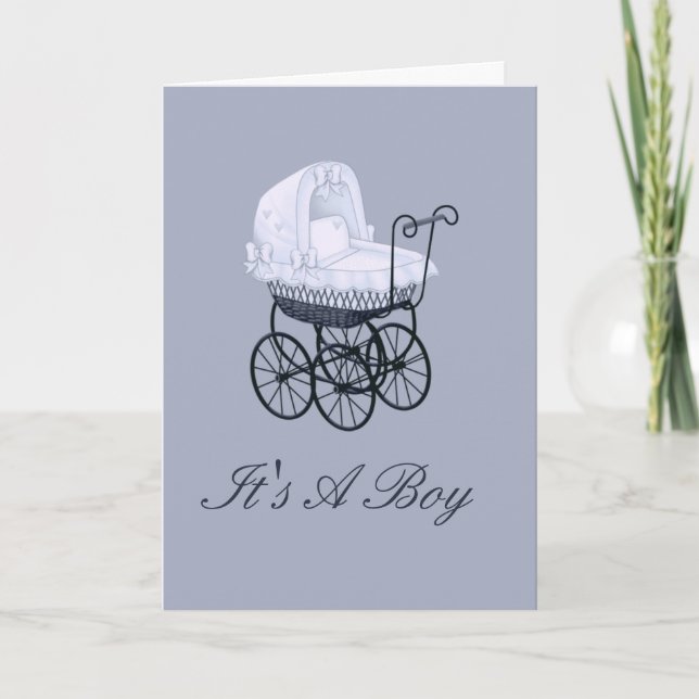 Anúncio It's A Boy With Stroller Birth Announcement (Frente)