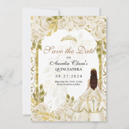 Anúncio Ivory White Floral Princesa Dourada Arco Quinceane