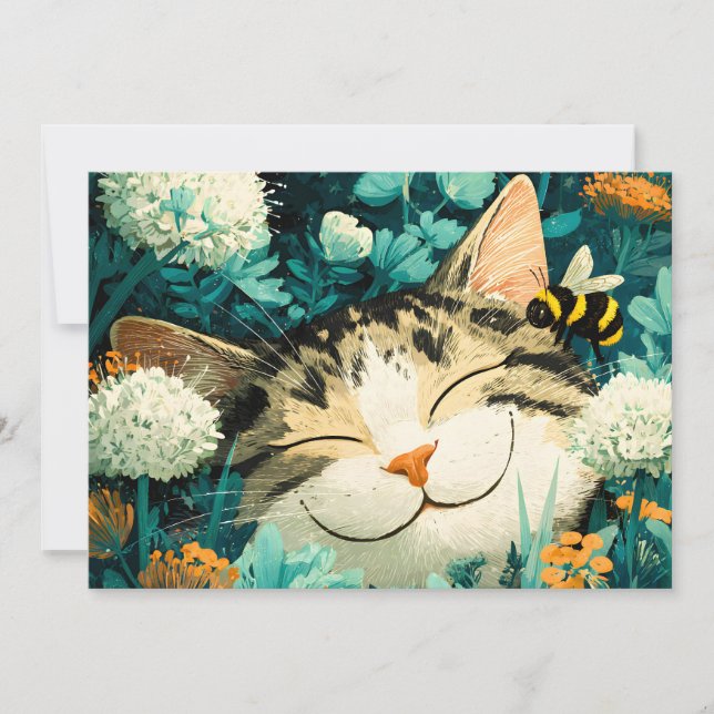 Anúncio Jardim de Flores de Gato Adormecido com Abelha em  (Frente)