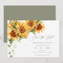 Anúncio Jardim de Girassóis Elegantes Floral Save the Date