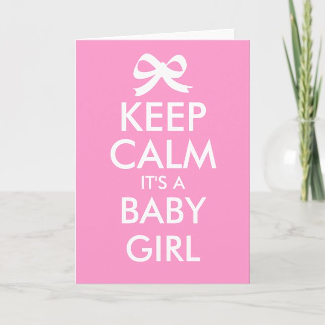 Anúncio Keep calm it's a baby girl gender reveal cards (Frente)