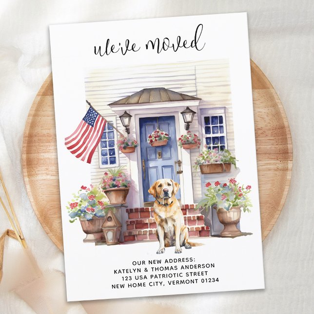 Anúncio Labrador Retriever Yellow Dog Patriotic Pet Moving (Criador carregado)