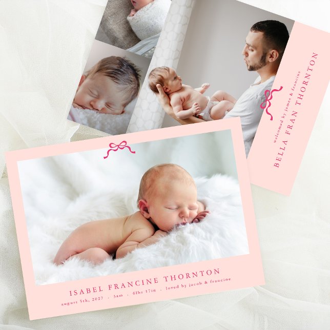 Anúncio laço rosa simples foto bebê (Criador carregado)