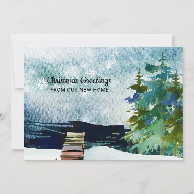 Anúncio Lakefront Pine Trees Snowy Sky Novo Endereço (Frente)