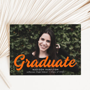 Anúncio Laranja Graduação de Fotografias com Script Ne