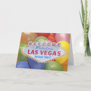 Anúncio Las Vegas Birthday Party! Announcement Card with B