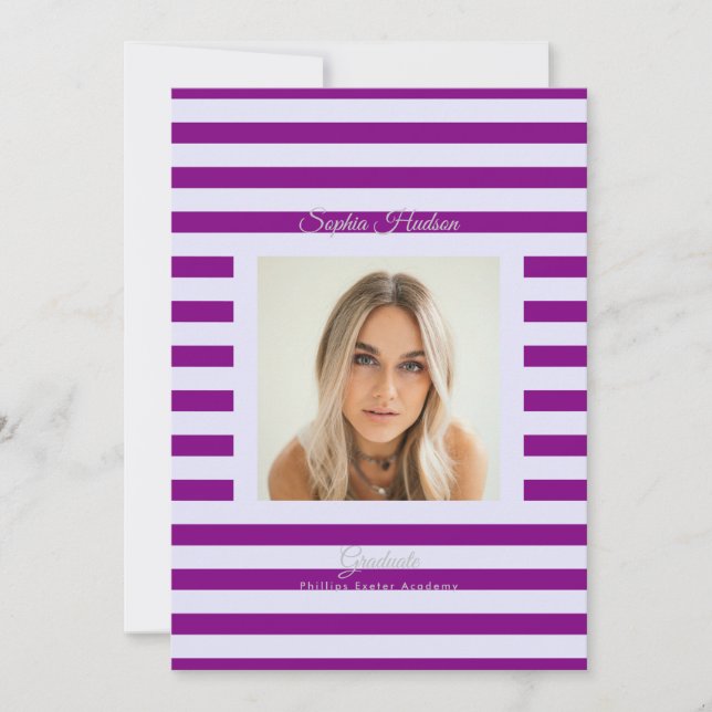 Anúncio Lavender Purple Prep High School Photo Grad Cards (Frente)